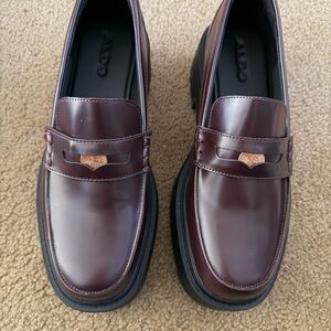 ALDO Women's Wine Leather Penny Loafers